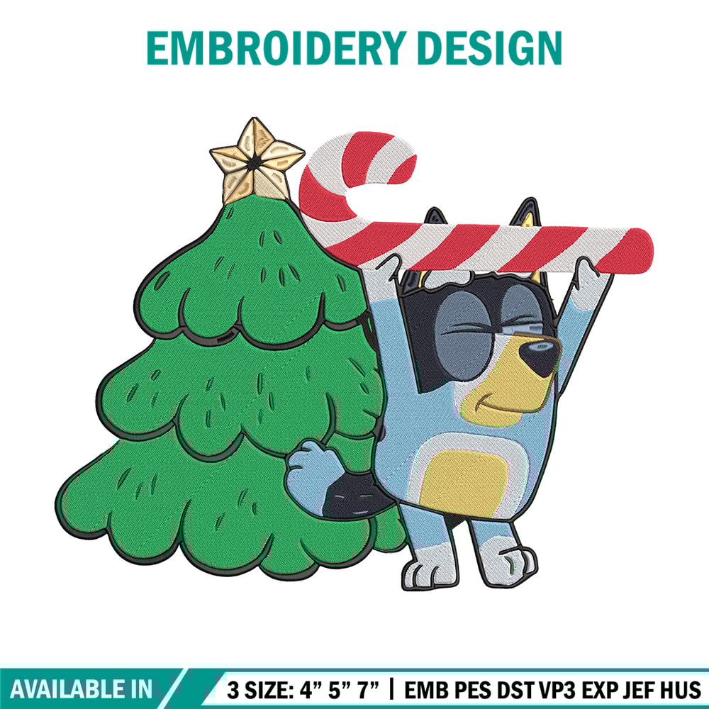 Bluey chrismas Embroidery Design, Bluey Embroidery, Embroidery File, Chrismas Embroidery, Anime shirt, Digital download.jpg