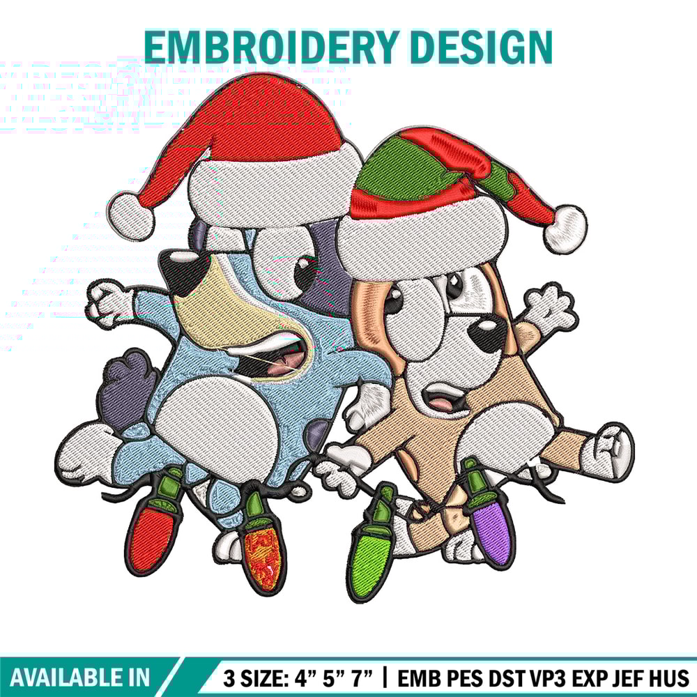 Bluey x Bingo Embroidery Design, Bluey Embroidery, Embroidery File, Chrismas Embroidery, Anime shirt, Digital download..jpg