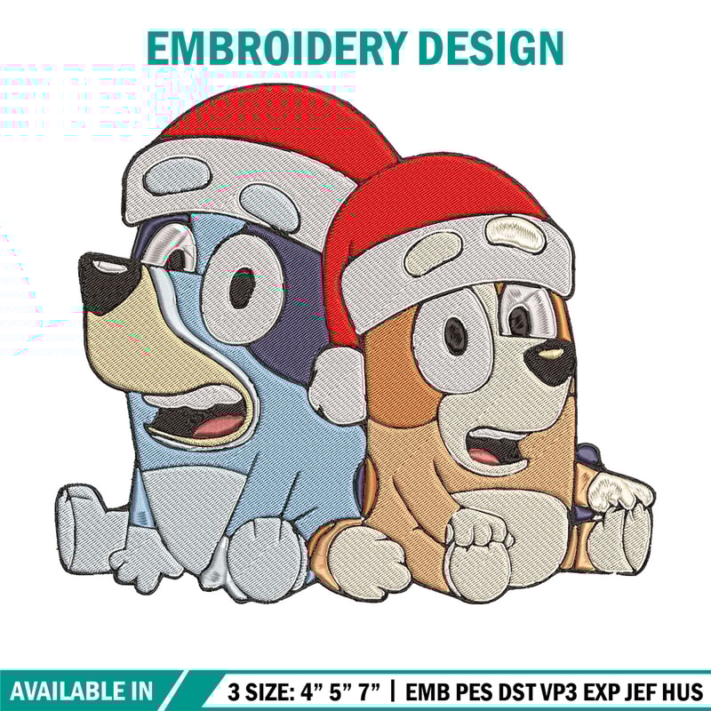 Bluey x Bingo Embroidery Design, Bluey Embroidery, Embroidery File, Chrismas Embroidery, Anime shirt, Digital download.jpg