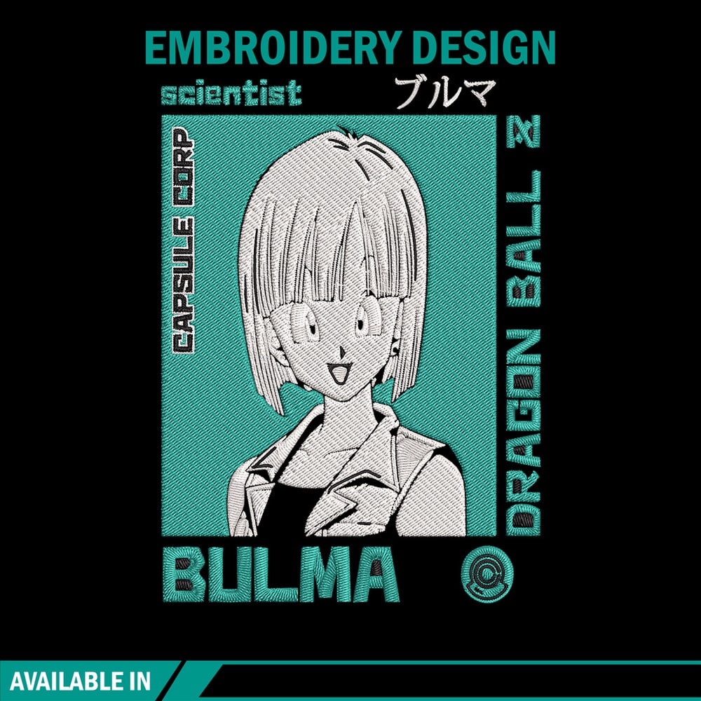 Bulma poster Embroidery Design, Dragonball Embroidery, Embroidery File, Anime Embroidery, Anime shirt, Digital download..jpg