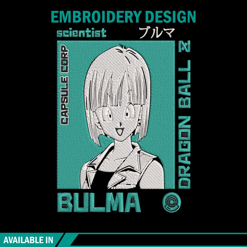 Bulma poster Embroidery Design, Dragonball Embroidery, Embroidery File, Anime Embroidery, Anime shirt, Digital download..jpg
