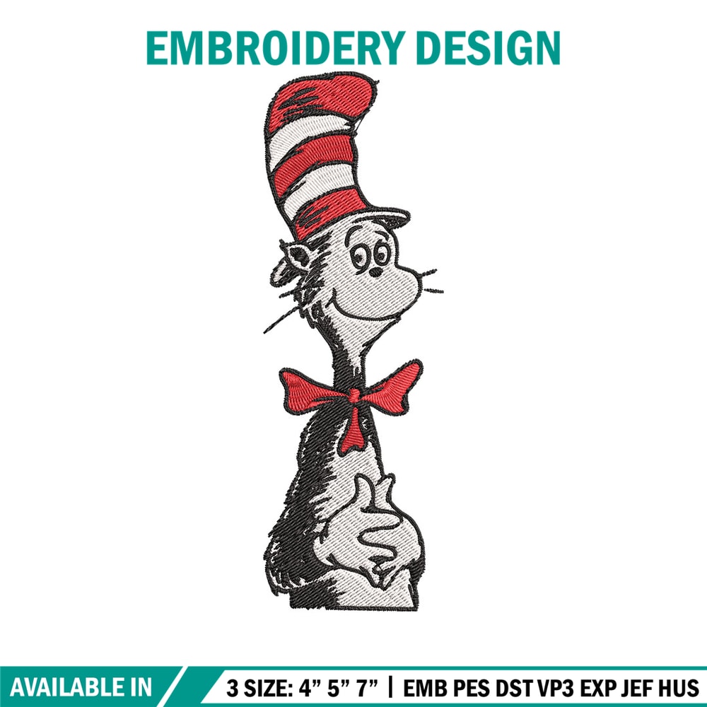 Cat in the Hat Logo Embroidery Design, Dr Seuss Embroidery, Embroidery File, Embroidery design, Digital download..jpg