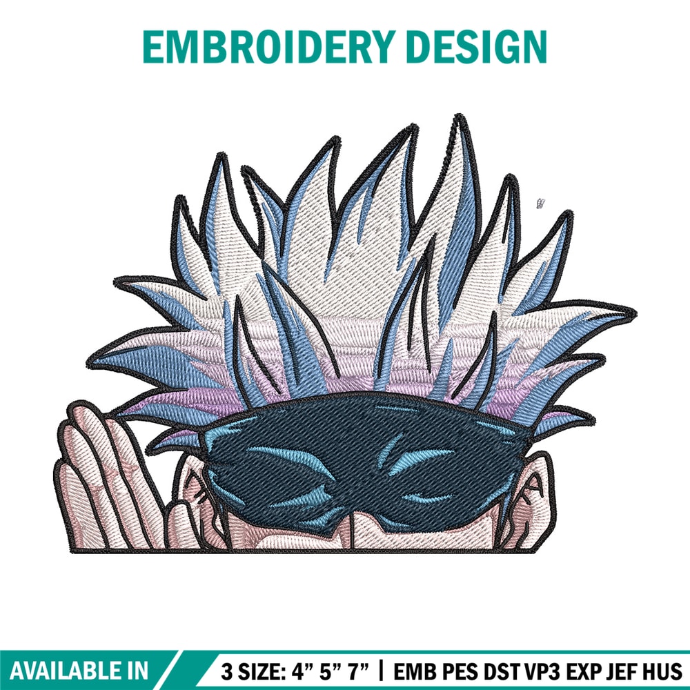 Gojo Peeker Embroidery Design, Jujutsu Embroidery, Embroidery File, Anime Embroidery, Anime shirt, Digital download.jpg