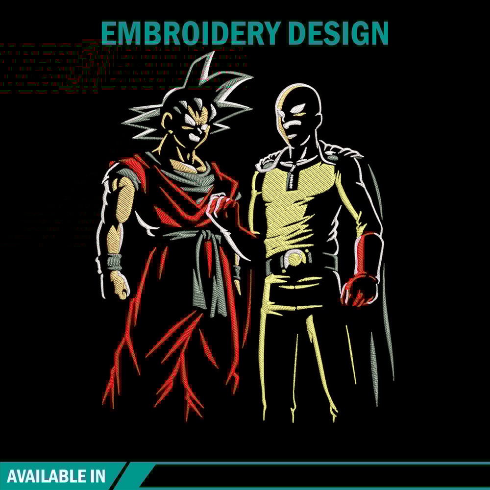 Goku x Saitama Embroidery Design, Dragonball Embroidery,Embroidery File, Anime Embroidery, Anime shirt, Digital download.jpg