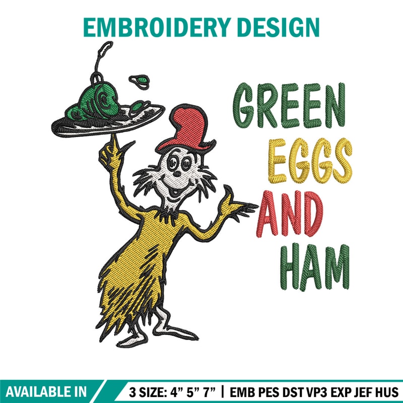 Green eggs and ham Embroidery Design, Dr Seuss Embroidery, Embroidery File, Embroidery design, Digital download.jpg