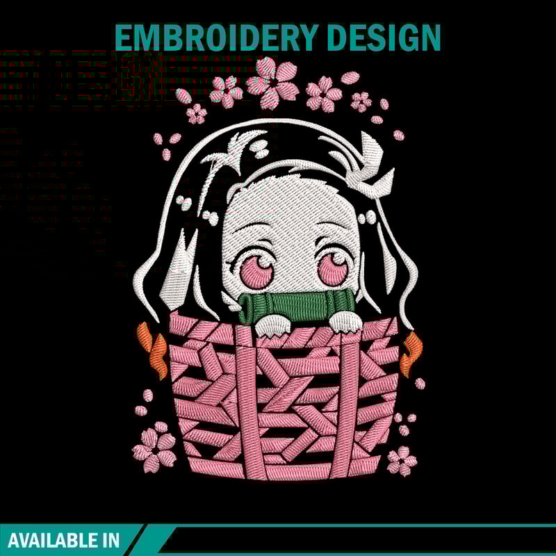 Nezuko chibi cute Embroidery Design, Demon slayer Embroidery, Embroidery File, Anime Embroidery, Digital download.jpg