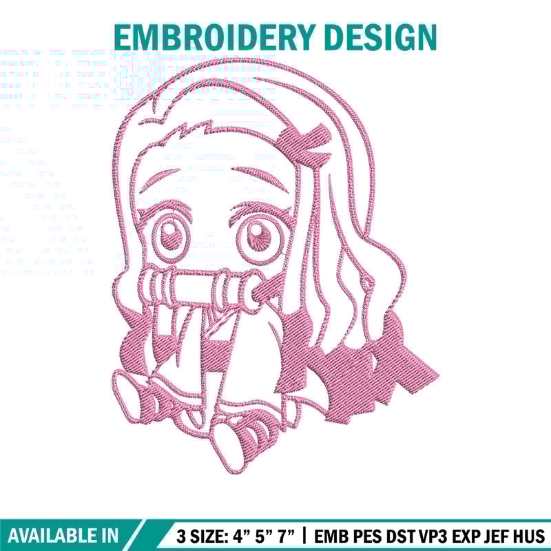 Nezuko chibi Embroidery Design, Demon slayer Embroidery, Embroidery File, Anime Embroidery, Digital download..jpg