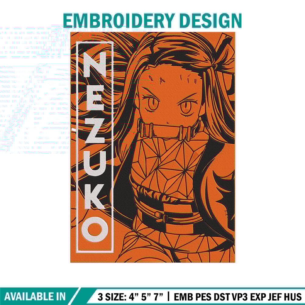 Nezuko kamado Embroidery Design, Demon slayer Embroidery,Embroidery File, Anime Embroidery, Anime shirt,Digital download.jpg