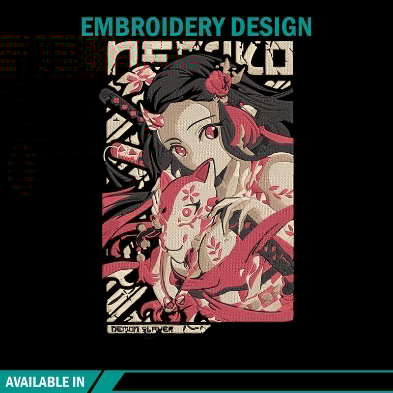 Nezuko poster Embroidery Design, Demon slayer Embroidery, Embroidery File, Anime Embroidery, Digital download.jpg