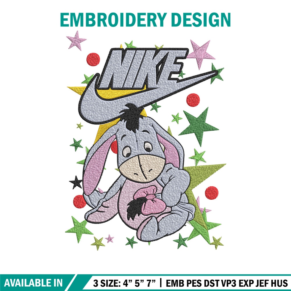 Nike Eeyore Embroidery Design, Pooh Embroidery, Embroidery File, Nike Embroidery, Anime shirt, Digital download..jpg