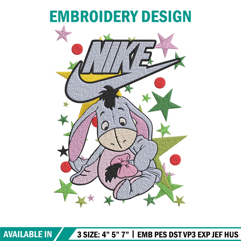 Nike Eeyore Embroidery Design, Pooh Embroidery, Embroidery File, Nike Embroidery, Anime shirt, Digital download..jpg