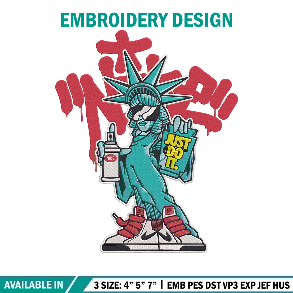 Statue of Liberty x nike Embroidery Design, Statue of Liberty Embroidery, Embroidery File, Anime Embroidery, Nike shirt.jpg