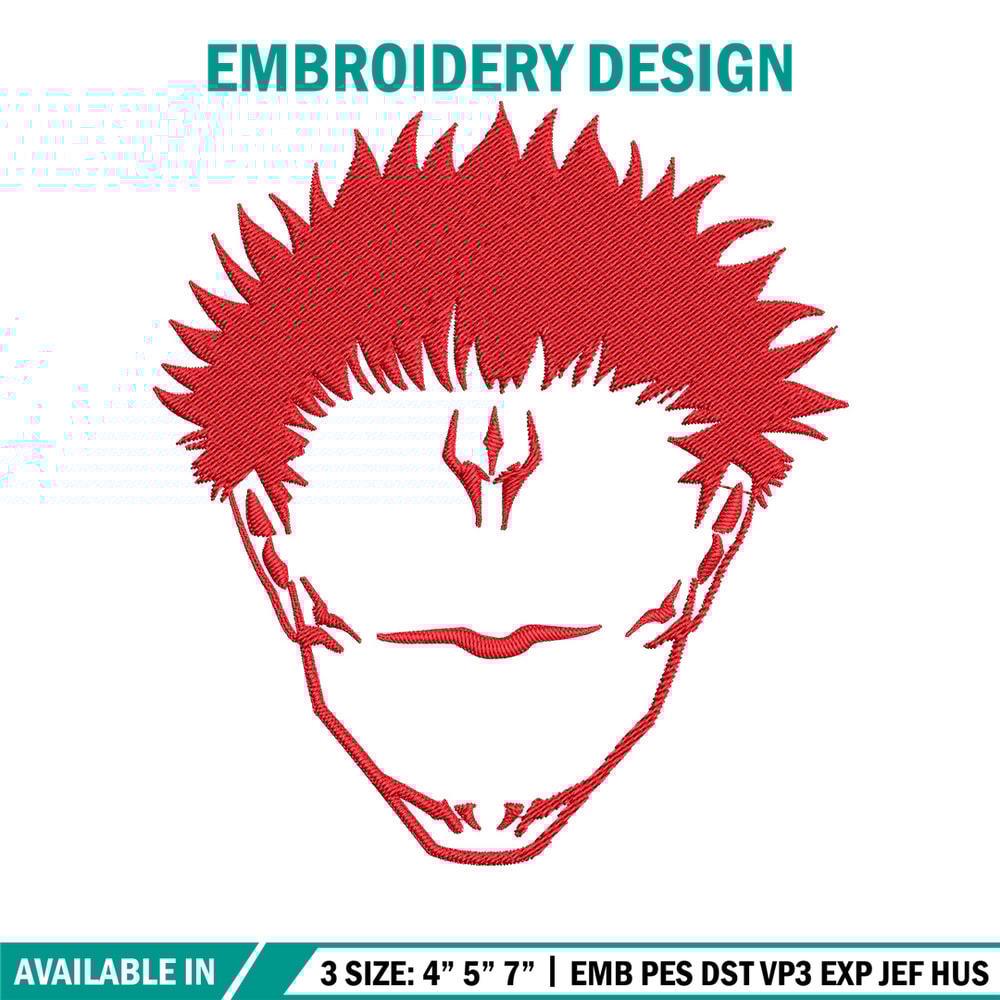Sukuna face Embroidery Design, Jujutsu Embroidery, Embroidery File, Anime Embroidery, Anime shirt, Digital download..jpg