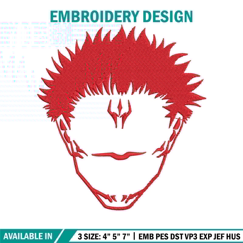 Sukuna face Embroidery Design, Jujutsu Embroidery, Embroidery File, Anime Embroidery, Anime shirt, Digital download..jpg