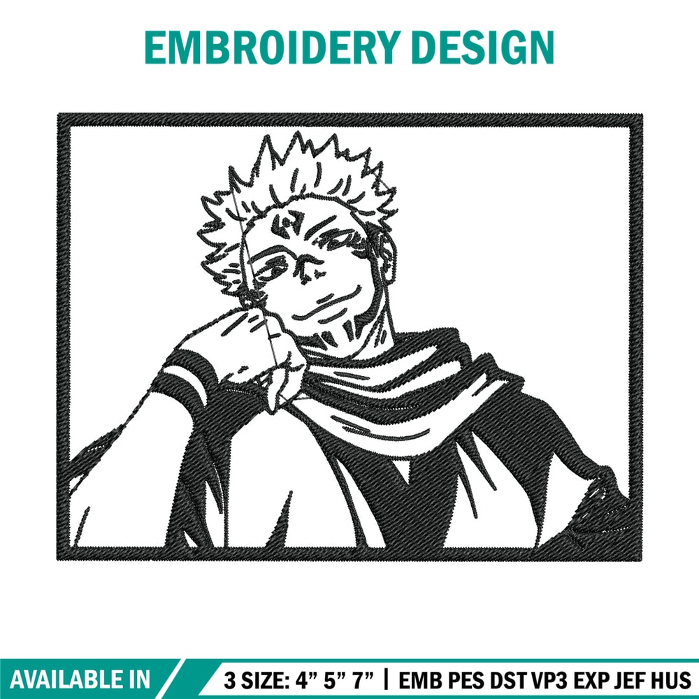 Sukuna rectangle Embroidery Design, Jujutsu Embroidery, Embroidery File, Anime Embroidery, Anime shirt, Digital download.jpg