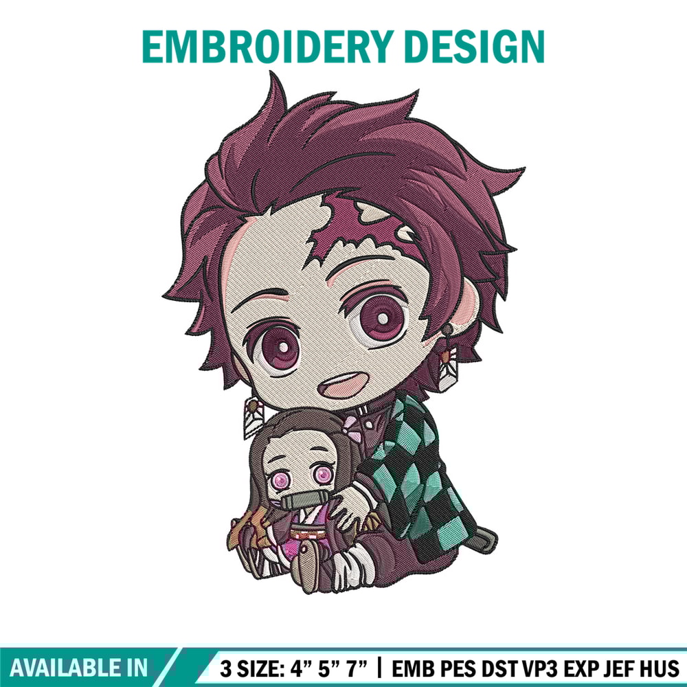 Tanjiro chibi Embroidery Design, Demon slayer Embroidery, Embroidery File, Anime Embroidery,Anime shirt,Digital download.jpg