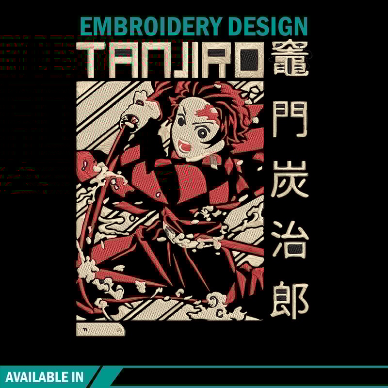 Tanjiro Poster Embroidery Design, Demon slayer Embroidery, Embroidery File, Anime Embroidery, Digital download..jpg