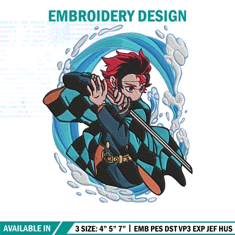 Tanjiro poster Embroidery Design,Demon slayer Embroidery,Embroidery File,Anime Embroidery,Anime shirt, Digital download..jpg