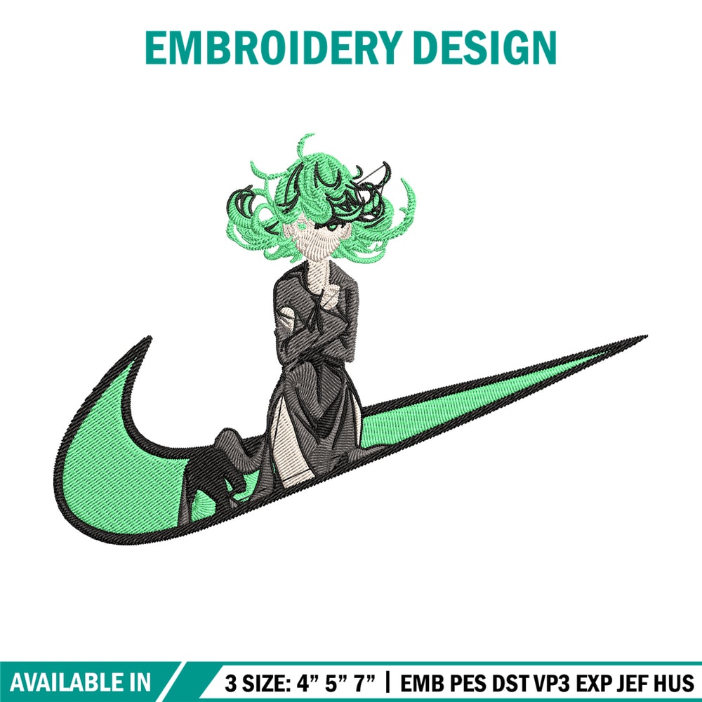 Tatsumaki nike Embroidery Design,One punch man Embroidery, Embroidery File, Nike Embroidery,Anime shirt,Digital download.jpg