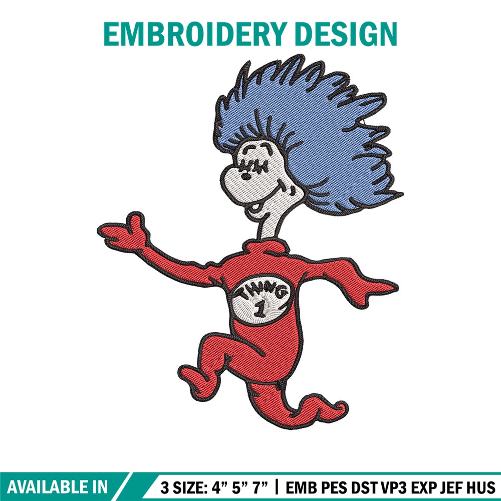 Thing 1 Embroidery Design, Dr seuss Embroidery, Embroidery File, logo shirt, Embroidery design, Digital download.jpg