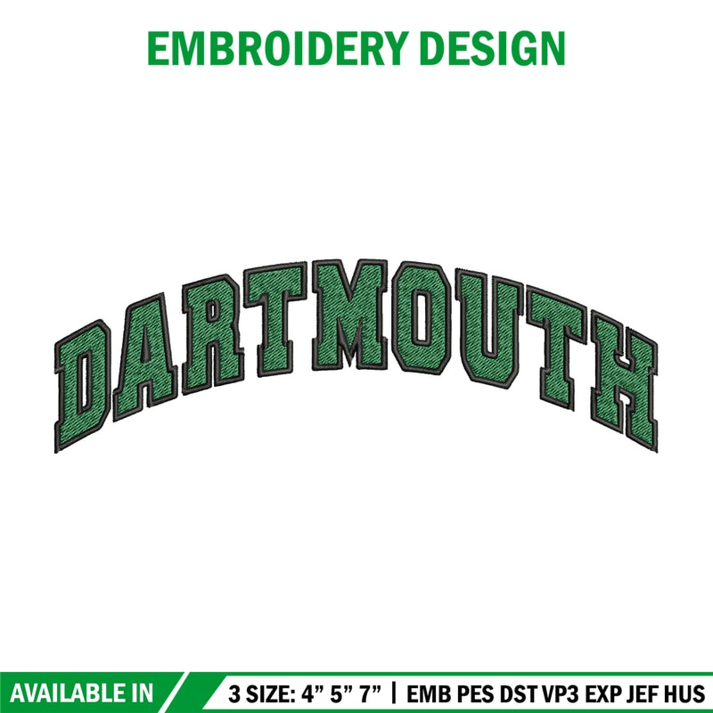 Dartmouth logo embroidery design, Baseball embroidery, Sport embroidery, logo sport embroidery, Embroidery design.jpg