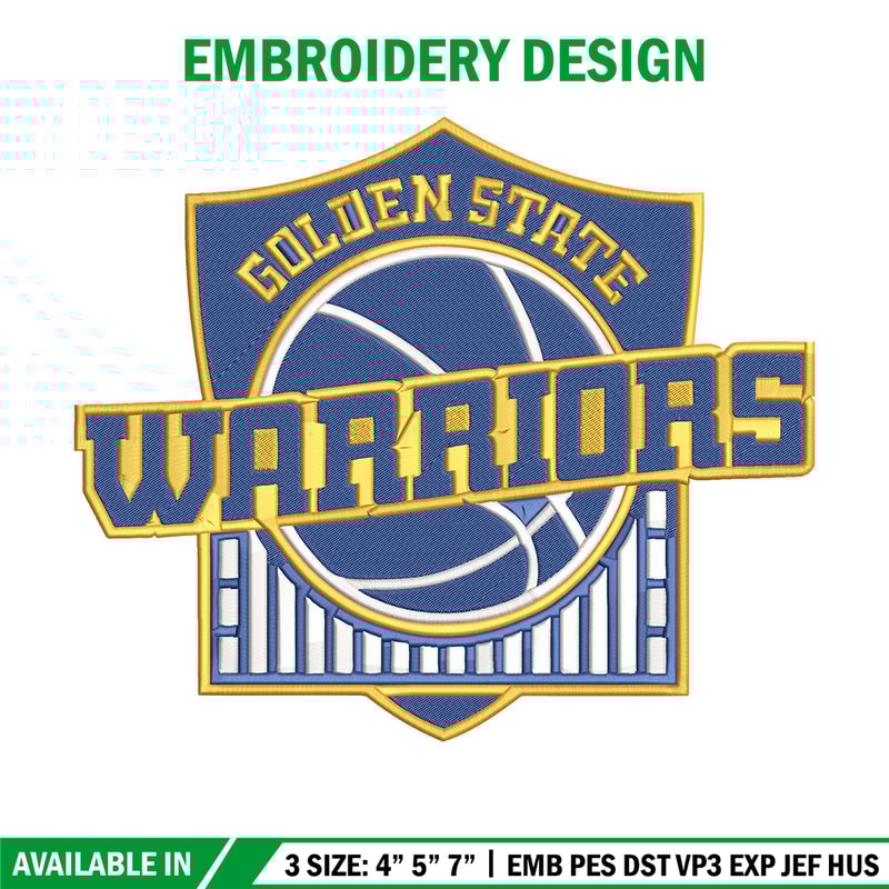 Golden State Warriors logo embroidery design, NBA embroidery,Sport embroidery, Embroidery design,Logo sport embroidery.jpg