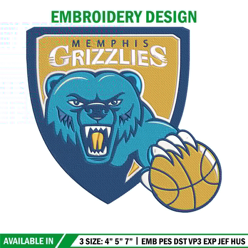 Memphis Grizzlies logo embroidery design, NBA embroidery,Sport embroidery, Embroidery design, Logo sport embroidery.jpg
