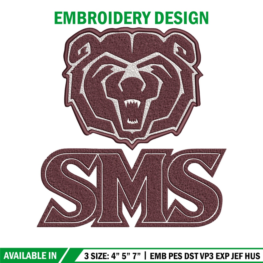 Missouri State logo embroidery design, College embroidery, Sport embroidery, logo sport embroidery, Embroidery design.jpg