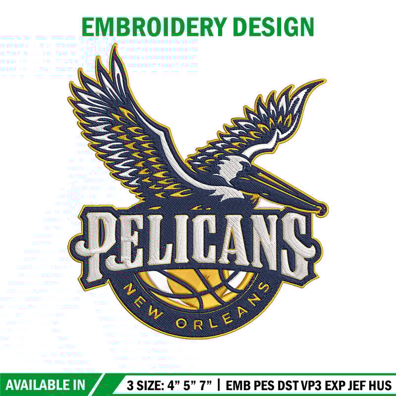 Orleans Pelicans design embroidery design, NBA embroidery, Sport embroidery,Embroidery design, Logo sport embroidery.jpg
