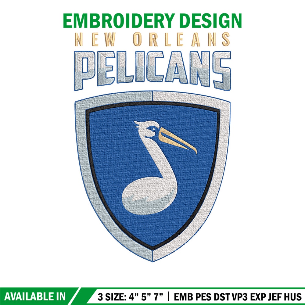 Orleans Pelicans logo embroidery design, NBA embroidery, Sport embroidery,Embroidery design, Logo sport embroidery.jpg