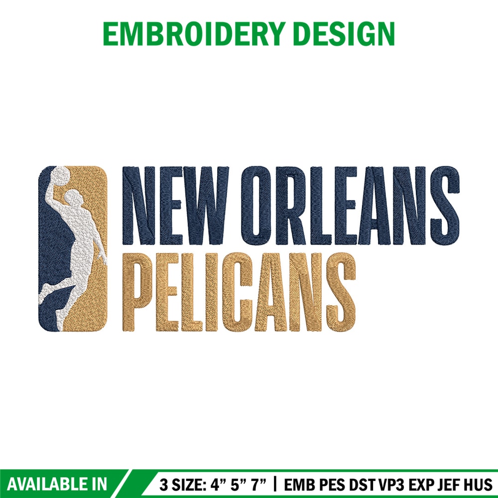 Orleans Pelicans logo embroidery design, NBA embroidery, Sport embroidery,Embroidery design,Logo sport embroidery.jpg