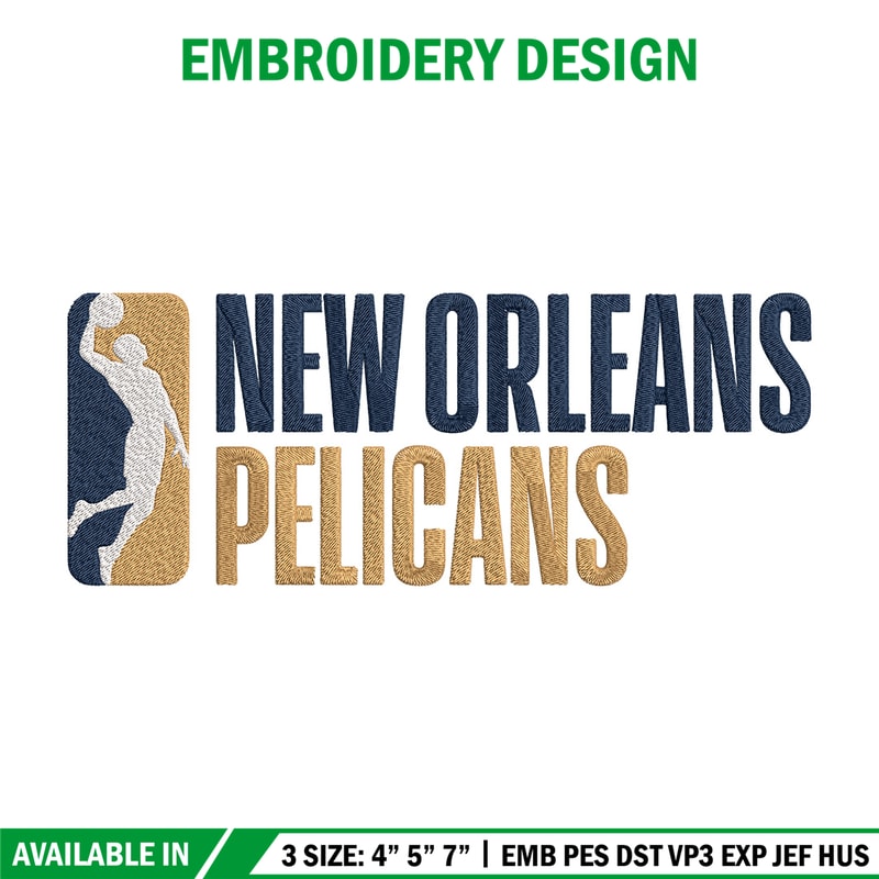 Orleans Pelicans logo embroidery design, NBA embroidery, Sport embroidery,Embroidery design,Logo sport embroidery.jpg