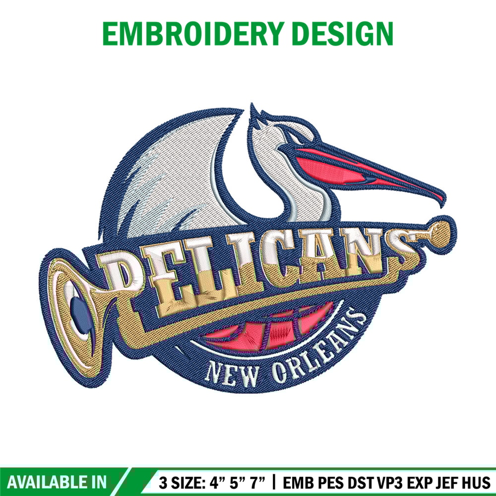 Orleans Pelicans logo embroidery design,NBA embroidery,Sport embroidery, Embroidery design, Logo sport embroidery.jpg