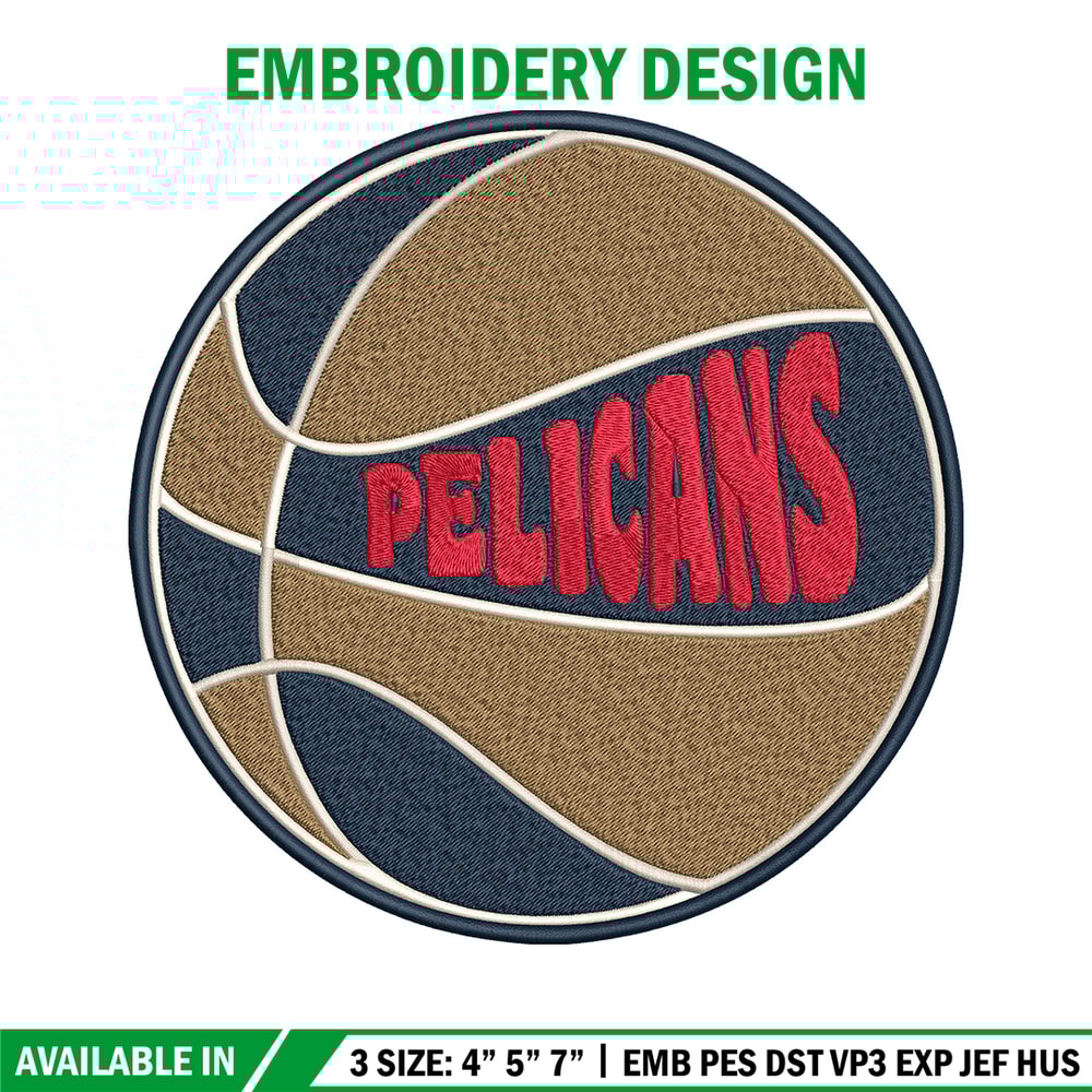 Orleans Pelicans logo embroidery design,NBA embroidery,Sport embroidery,Embroidery design, Logo sport embroidery.jpg