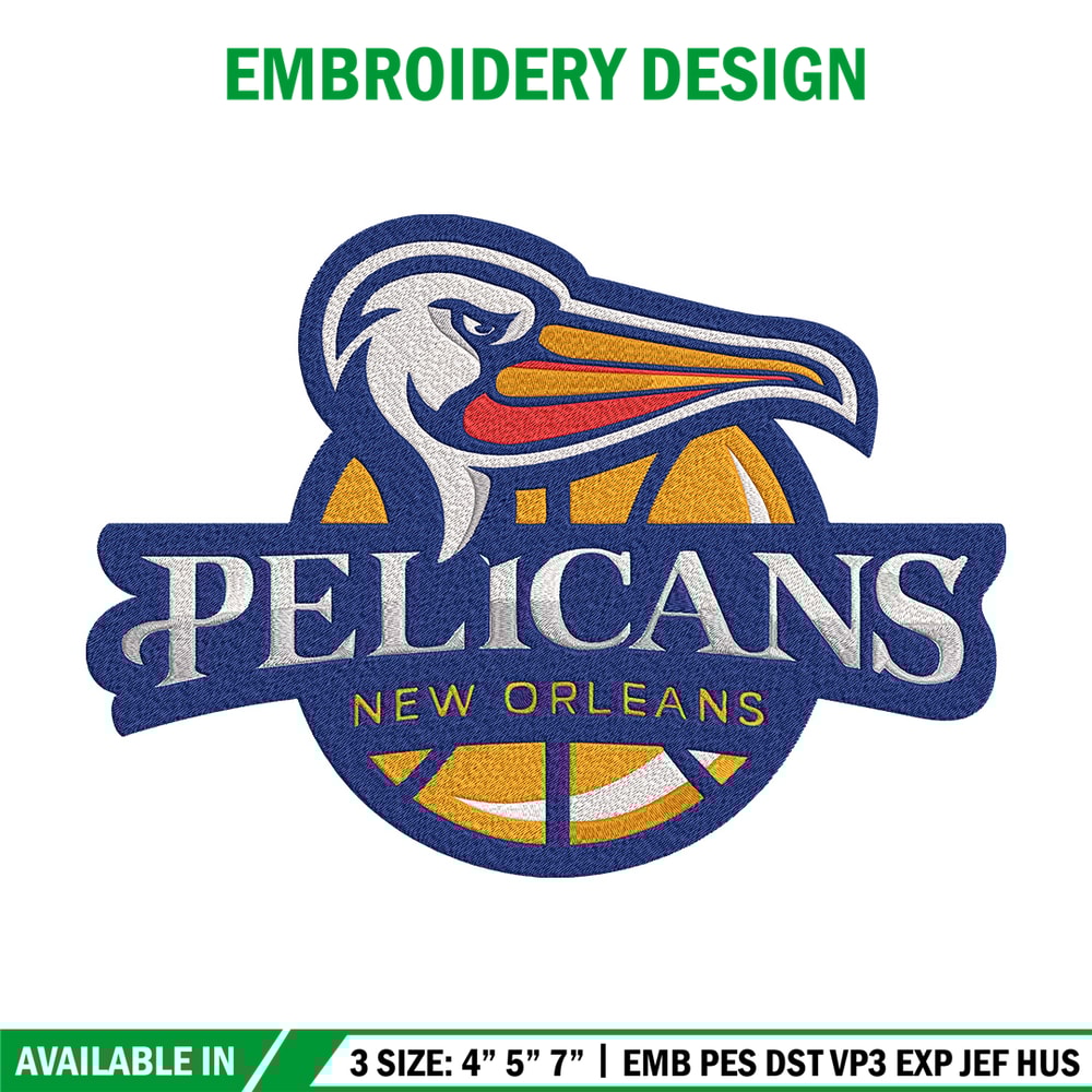 Orleans Pelicans logo embroidery design,NBA embroidery,Sport embroidery,Embroidery design,Logo sport embroidery.jpg