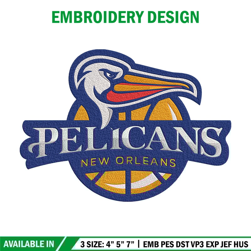 Orleans Pelicans logo embroidery design,NBA embroidery,Sport embroidery,Embroidery design,Logo sport embroidery.jpg