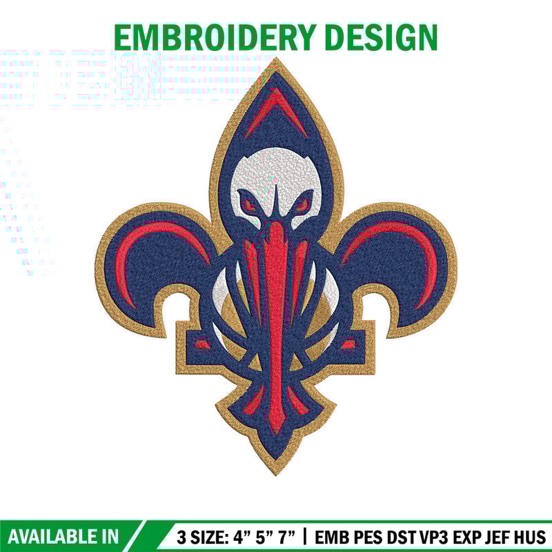 Orleans Pelicans mascot embroidery design,NBA embroidery, Sport embroidery, Embroidery design, Logo sport embroidery.jpg