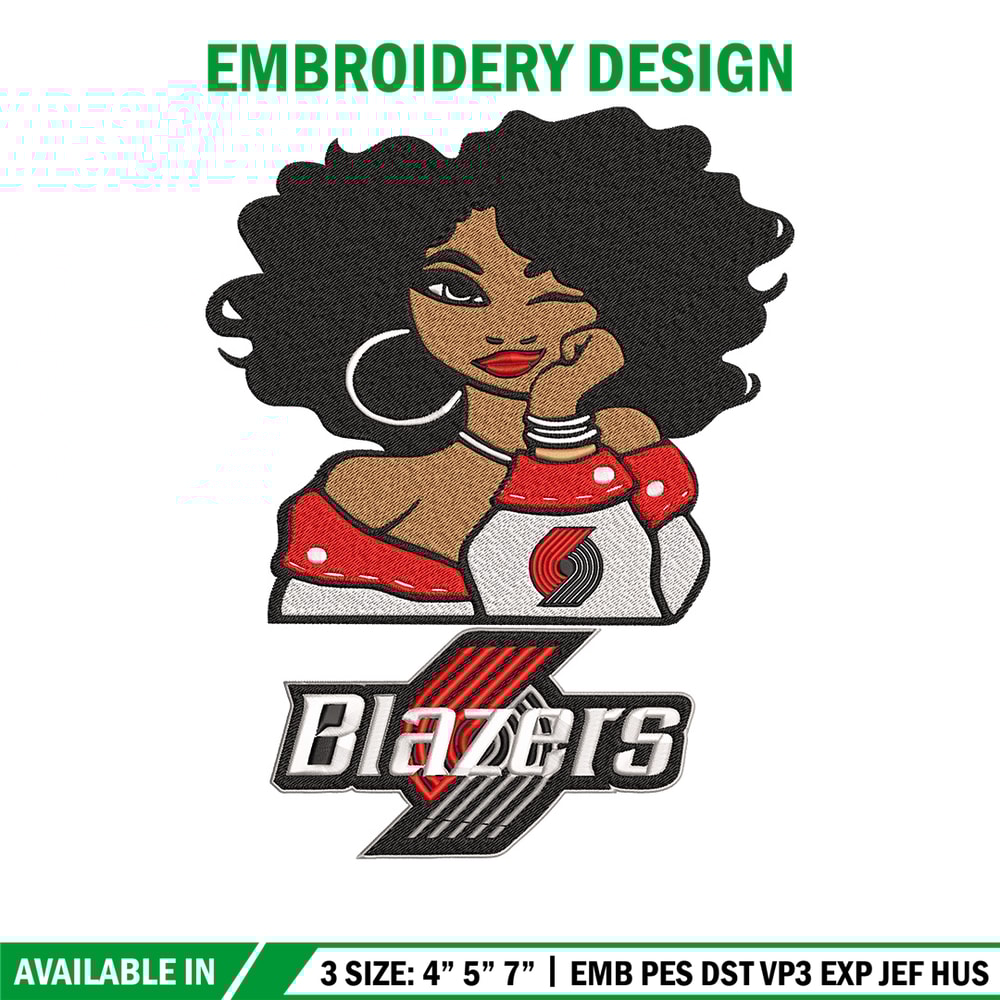Portland Trail Blazers girl embroidery design,NBA embroidery,Sport embroidery,Embroidery design, Logo sport embroidery.jpg