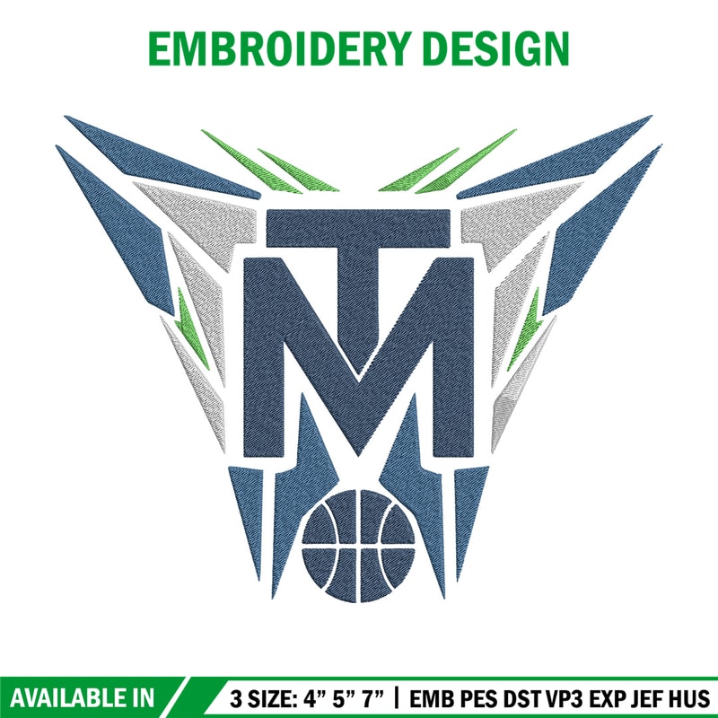 Timberwolves basketball embroidery design, NBA embroidery, Sport embroidery, Embroidery design, Logo sport embroidery.jpg