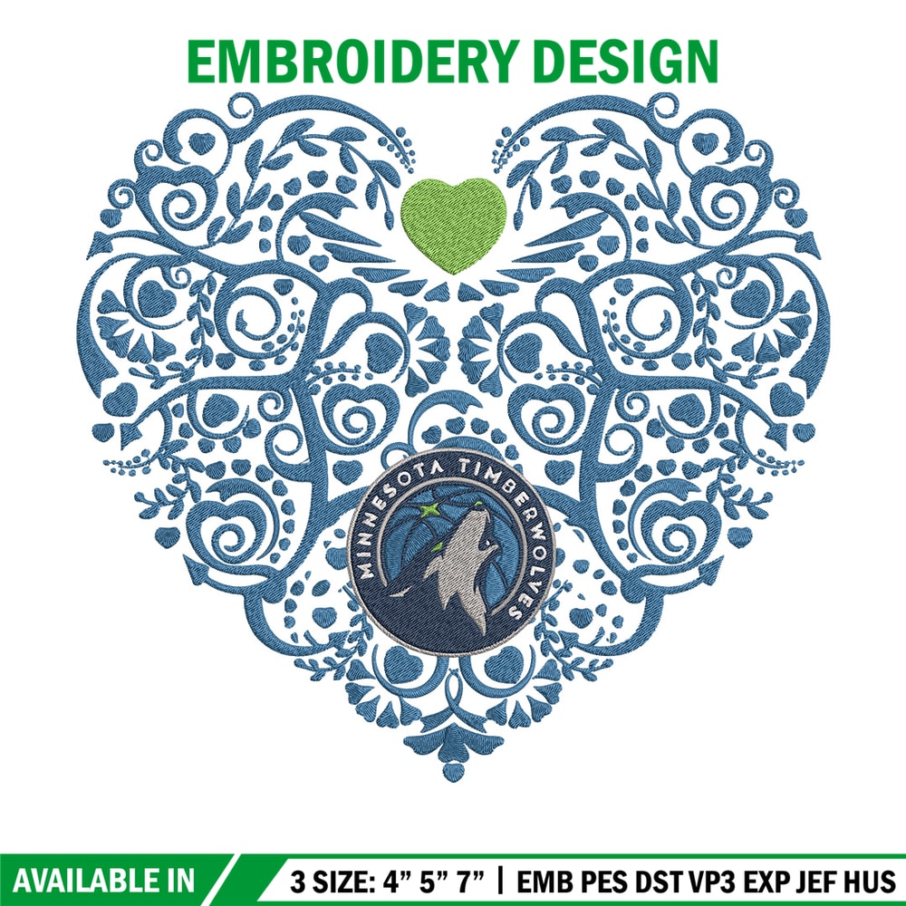 Timberwolves heart embroidery design, NBA embroidery, Sport embroidery, Embroidery design, Logo sport embroidery.jpg