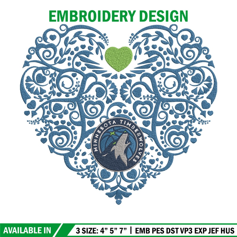 Timberwolves heart embroidery design, NBA embroidery, Sport embroidery, Embroidery design, Logo sport embroidery.jpg