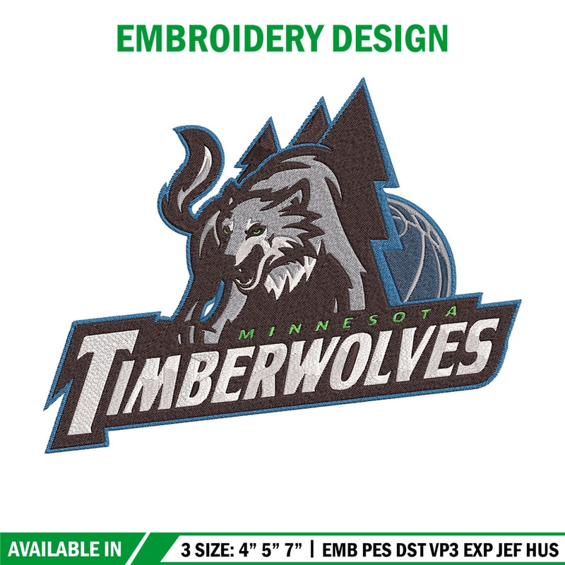 Timberwolves logo embroidery design, NBA embroidery, Sport embroidery, Embroidery design, Logo sport embroidery.jpg