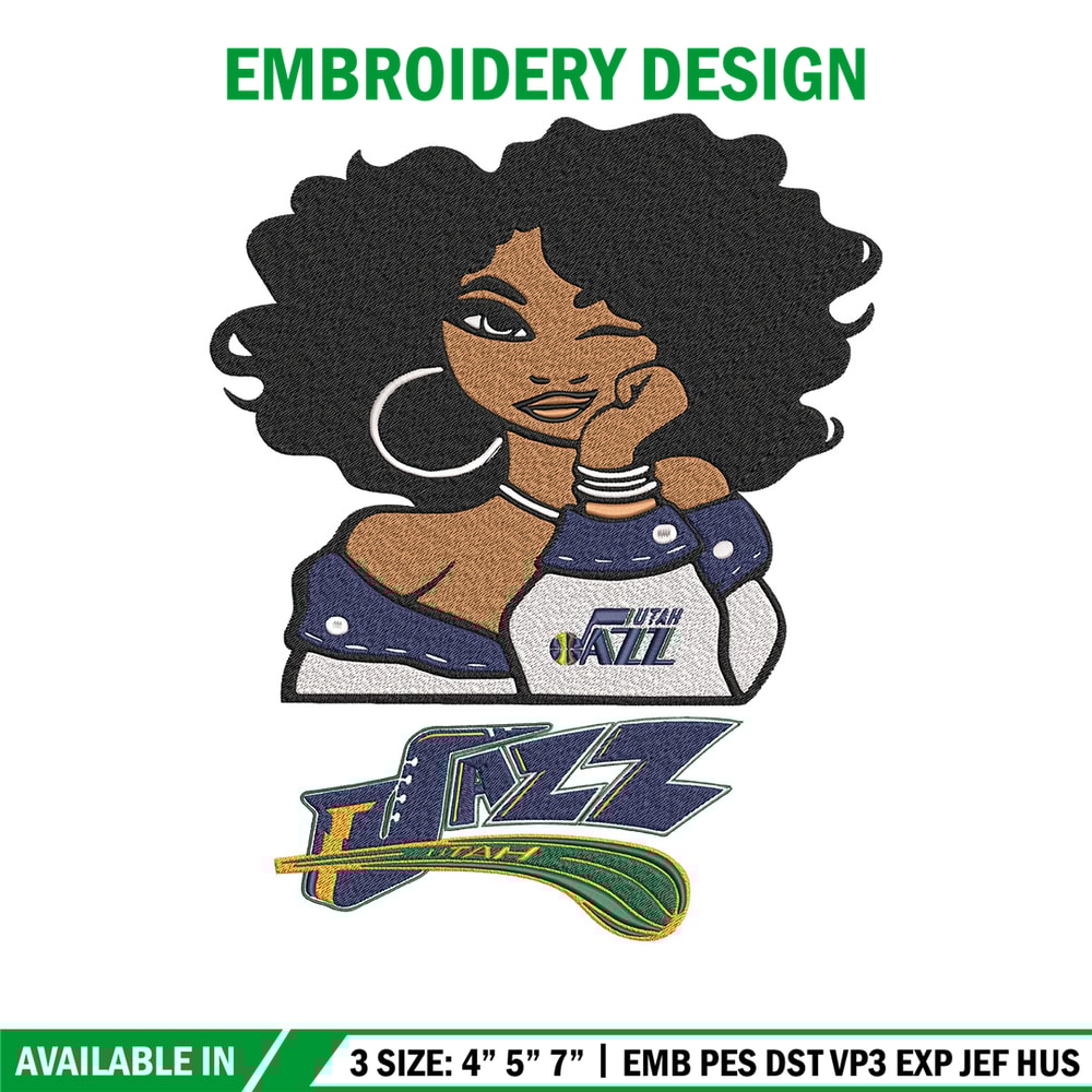 Utah Jazz girl embroidery design, NBA embroidery, Sport embroidery, Embroidery design, Logo sport embroidery.jpg