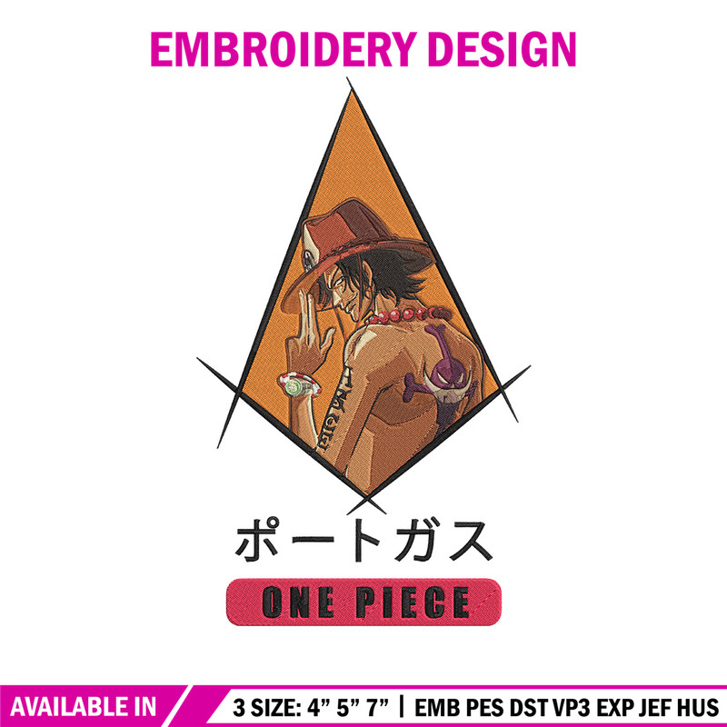 Ace poster Embroidery Design, One piece Embroidery, Embroidery File, Anime Embroidery, Anime shirt, Digital download..jpg