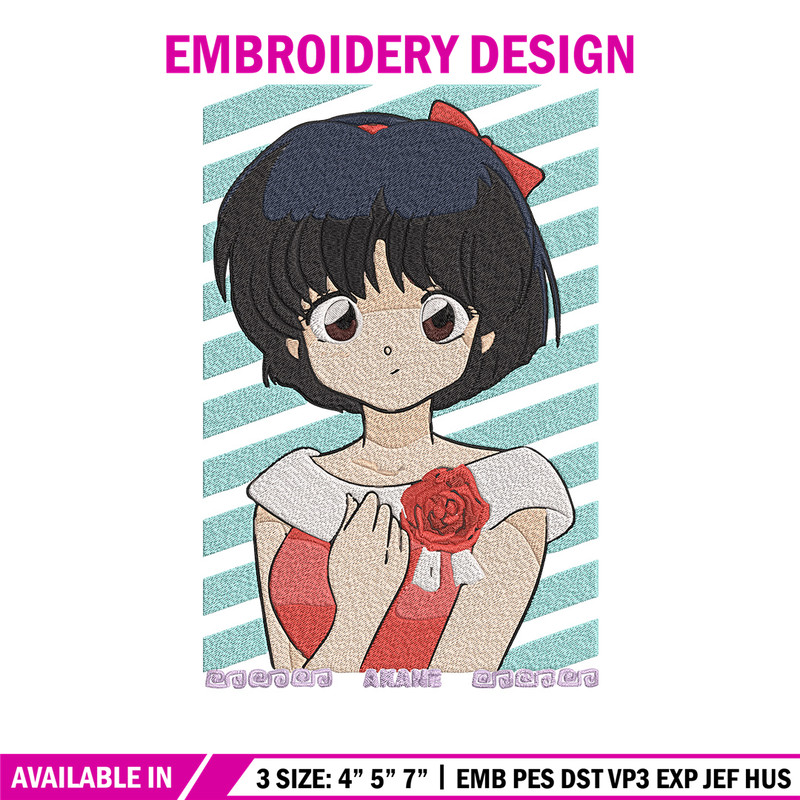 Akane Tendo Embroidery Design, Ranma Embroidery, Embroidery File, Anime Embroidery, Anime shirt, Digital download.jpg