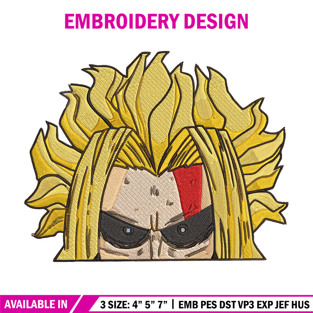 All Might Peeker Embroidery Design, Mha Embroidery, Embroidery File, Anime Embroidery, Anime shirt, Digital download.jpg