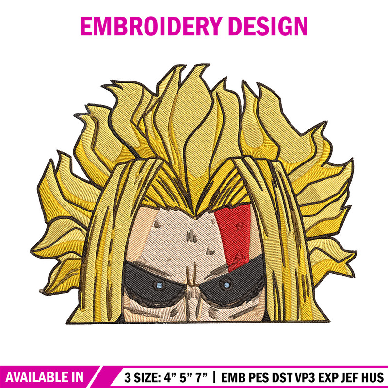 All Might Peeker Embroidery Design, Mha Embroidery, Embroidery File, Anime Embroidery, Anime shirt, Digital download.jpg
