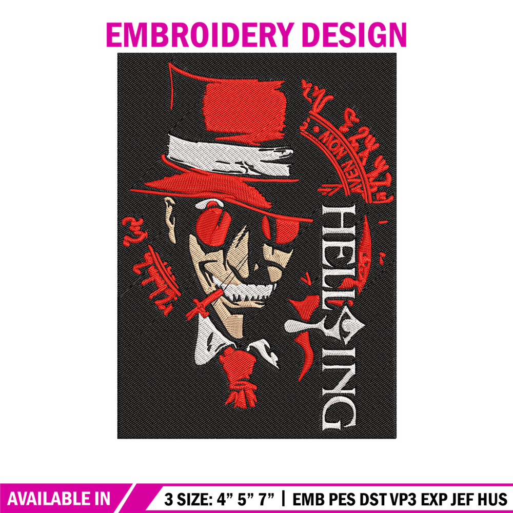 Alucard Poster Embroidery Design, Hellsing Embroidery, Embroidery File, Anime Embroidery, Anime shirt, Digital download.jpg