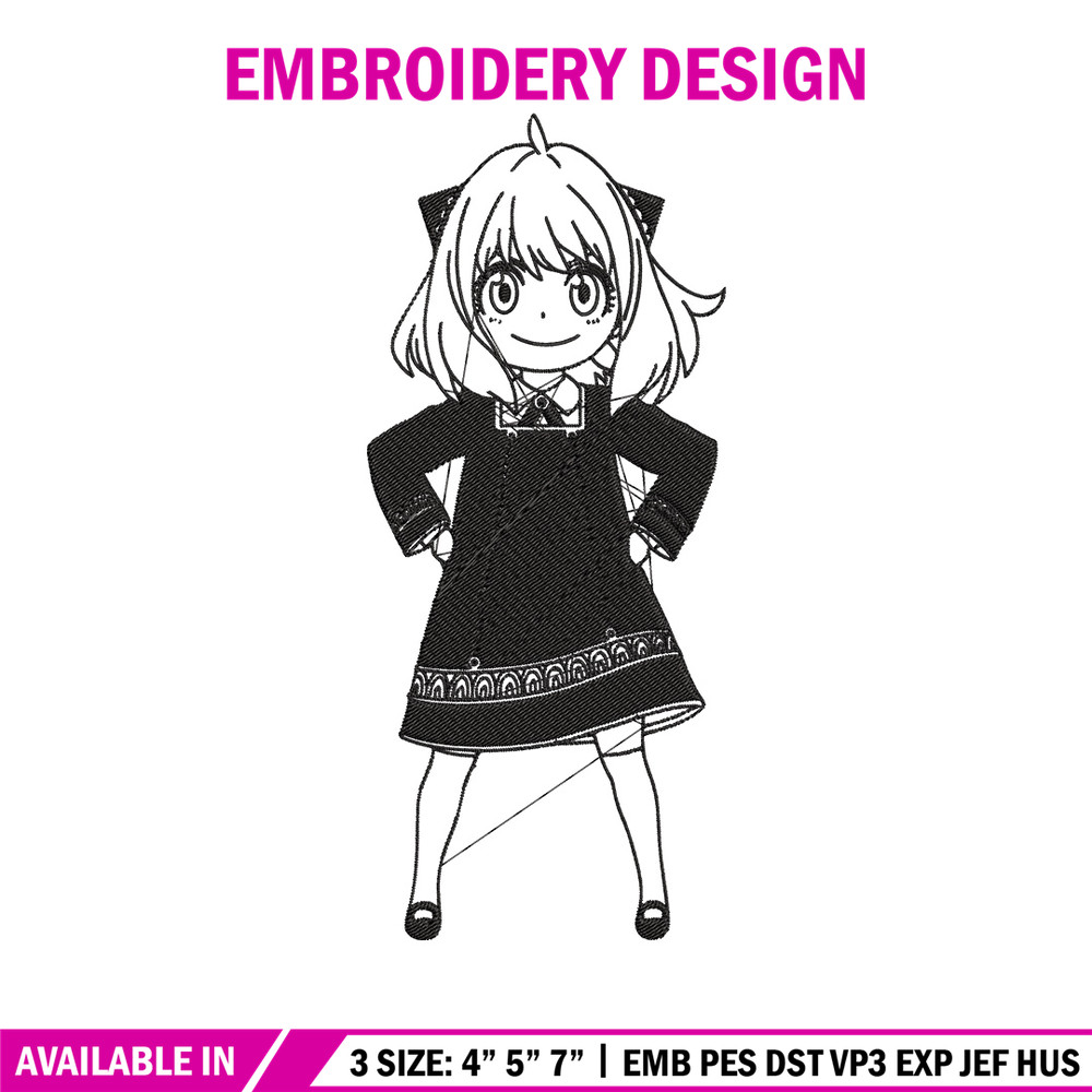 Anya Forger Embroidery Design, Spy x family Embroidery, Embroidery File, Anime Embroidery, Anime shirt, Digital download.jpg