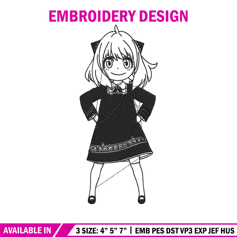 Anya Forger Embroidery Design, Spy x family Embroidery, Embroidery File, Anime Embroidery, Anime shirt, Digital download.jpg
